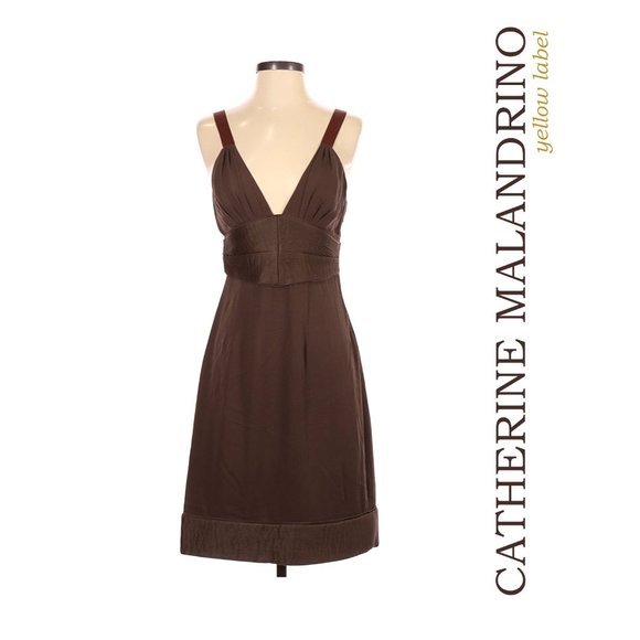 NWT Catherine Malandrino Yellow label Cocktail Dress in Chocolate - Picture 2 of 4